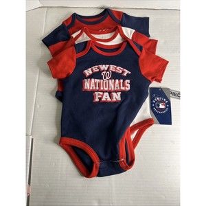 MLB Washington Nationals Infant Boys'3pk‎ bodysuits 3-6 M